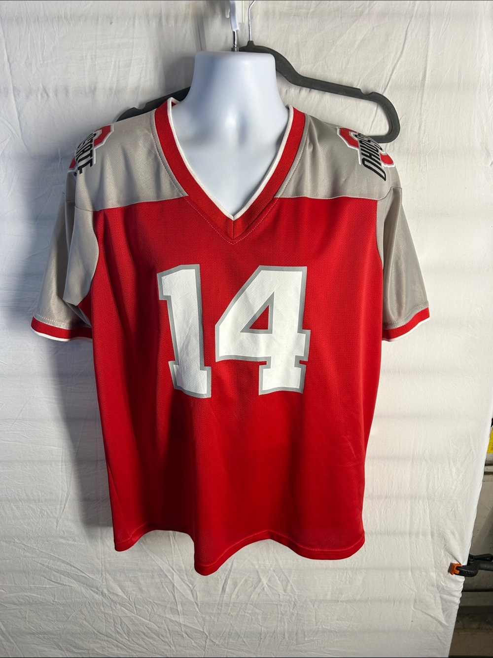 Red and Gray Men's Athletic Jersey Shirt with Number 14